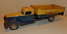 Vintage 23" Early Buddy L Pressed Steel International Sand Loader & Dump Truck