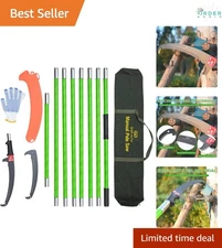 Manual Pole Saw Fiberglass Handle 27Ft Tree Branch Trimmer with Steel Blade