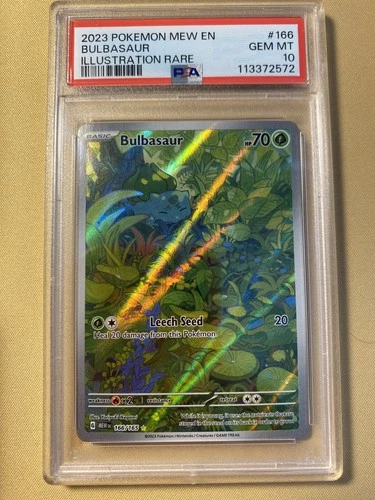 Pokémon TCG Bulbasaur 166/165 Scarlet & Violet 151 Illustration Rare PSA 10