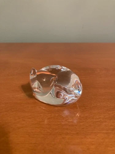 Steuben Item #5520 Cat Hand Cooler Designed by Lloyd Atkins in 1983