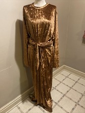 Jenny Velvet Tie Belt Maxi Shirft Dress. Brown Crush Velvet  Sz. 3X