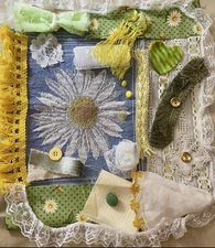 Slow Stitch Junk Journal Kit Craft Sewing Crochet Vintage Fabric Lace #20