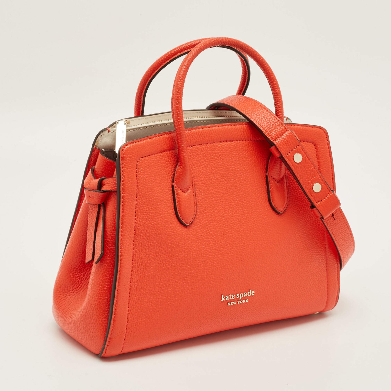 Kate Spade Knott Orange Leather Satchel thumbnail 3