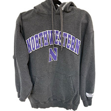 Northwestern University Hoodie Sweatshirt Men L Gray Chenille Letter Spell Out