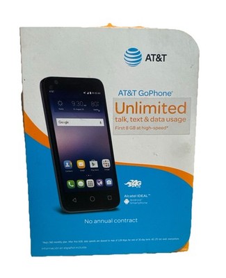 AT&T Prepaid Unlimited Data Alcatel Ideal 8GB Slate Blue Phone Open Box No SIM