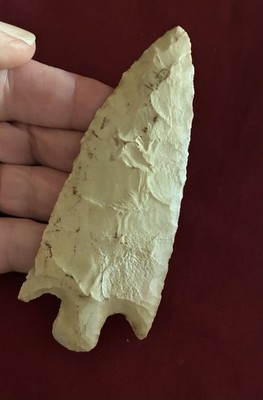 A Large 5'' Smith Point Made From Burlington Chert W/Small Restoration To Base