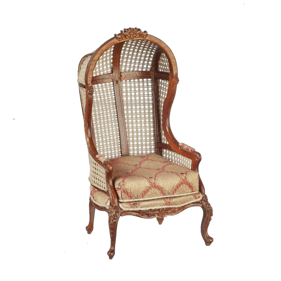 Dolls House Gold Cane Backed Medieval Porter Chair JBM Miniature Hall Furniture - Image 1 of 1