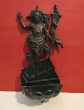 Antica acquasantiera in bronzo patinato - XIX sec. - Molto rara!