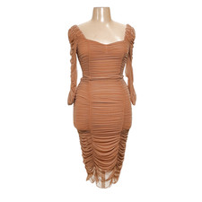 Fashion Nova Brown Mesh Bodycon Dress