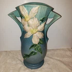 Roseville Clematis Vase 15" Stunning Blue EXCELLENT Condition Vintage Easter
