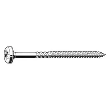 Wood Screw, #8, 2-1/2 In, Zinc Plated Steel Pan Head Phillips Drive, 200 Pk,