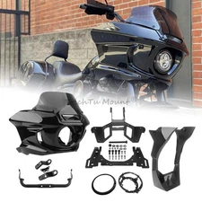 Front Windshield Bracket Mount Kit & Fairing Spoilers Cover For Harley Softail