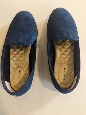 Birdies The Starling Blue Velvet Loafers Flat Slip On Shoes Women's Size 7.5