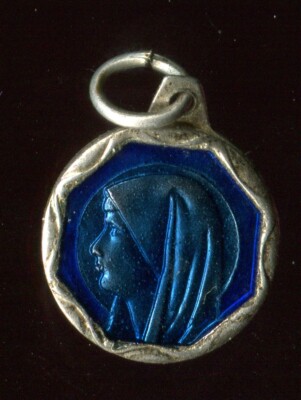 Vintage Catholic Religious blue enamel Medal Of our lady of lourdes | eBay
