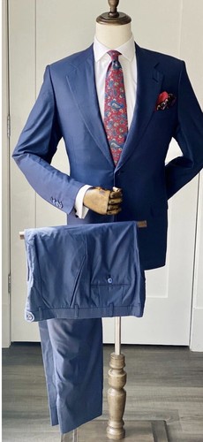 Delightful Sea-Blue Super 150s & Cotton Brioni Suit 40R US/50R EU