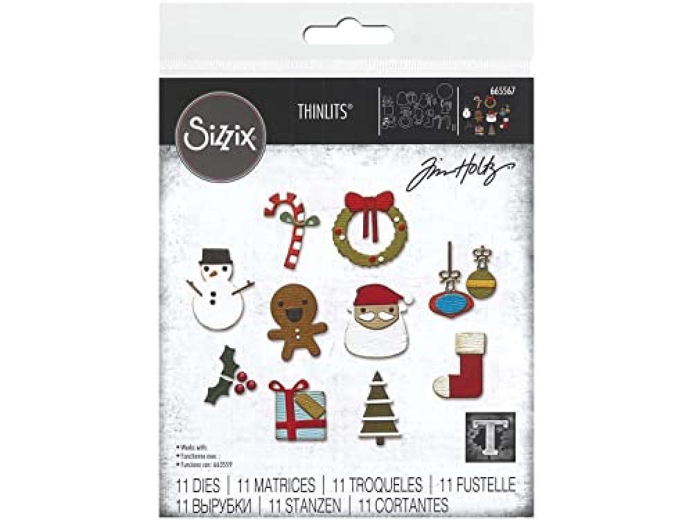 (TG. One Size) Set di fustelle Sizzix Christmas Thinlits Christmas Minis di Tim