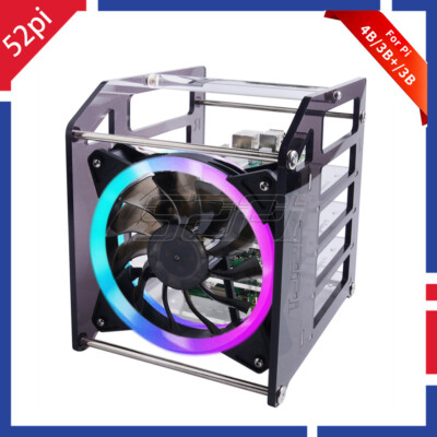 52Pi Cluster Stackable Rack Case with Cooling LED Fan for Raspberry Pi Jetson Na