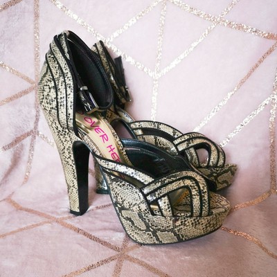 snakeskin platform heels