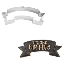 R&M Party Banner Stainless Steel Cookie Cutter (4.25″)