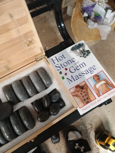 Sivan Hot Stone And gem Massage In Wooden Box With Book 36hsst used, good condi - Picture 2 of 8