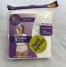 Fit for Me by Fruit of the Loom Women's Plus Size Brief Underwear, 3 Pack , New