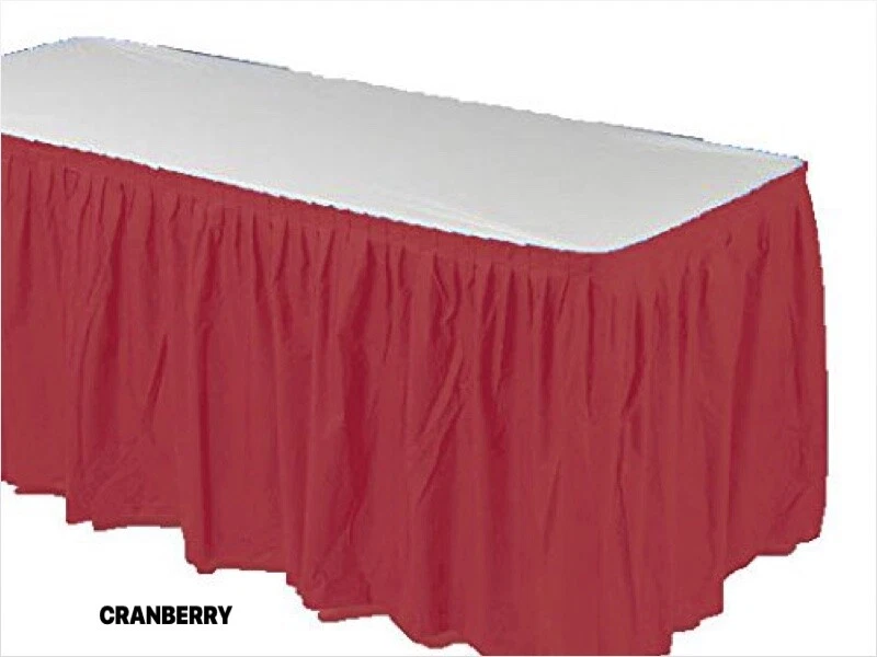 TABLE SKIRT, 29" X 14' Pleated Plastic Disposable Waterproof Choose Color - Image 2 of 3
