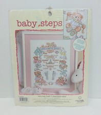 Leisure Arts Baby Steps "Welcome Baby" Counted Cross Stitch Kit. Vintage-New