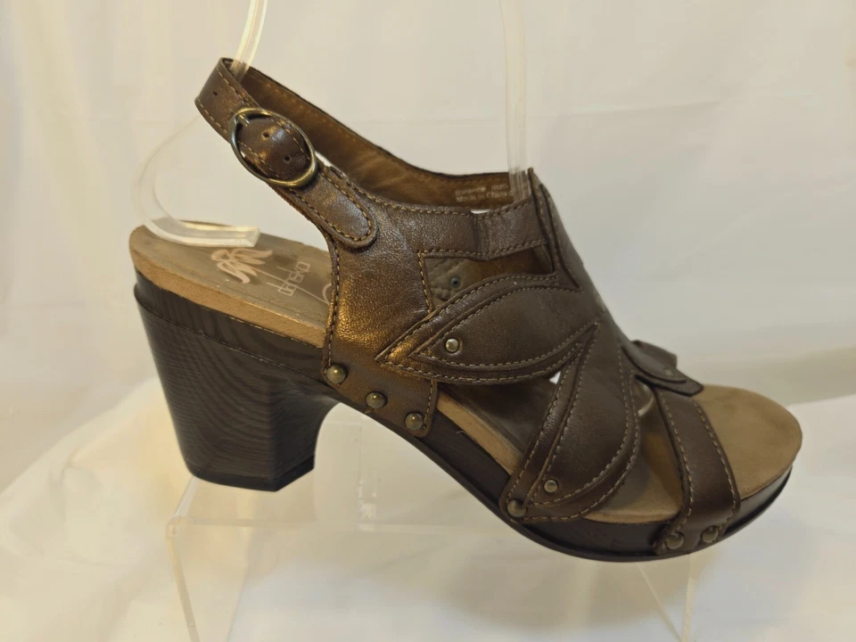 Sandalias Dansko Nina para mujer de cuero bronce tacón alto talla 38 / EE. UU. 7,5 - 8 M Foto 3 de 4