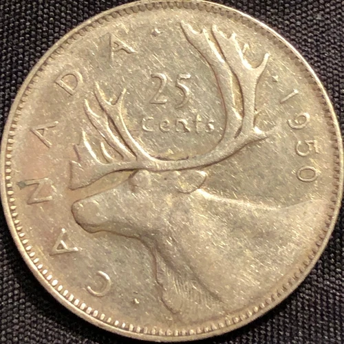 1950 Canada 25 Cents Silver Coin - VF (Very Fine) condition