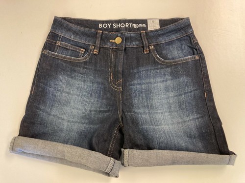Ladies Denim Stretch Boy Shorts Mid Length Blue Ex High street rpp £20 - Picture 12 of 15