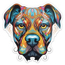 Calcomanía artística de vinilo estilo mandala boxer perro - pegatina parachoques coche