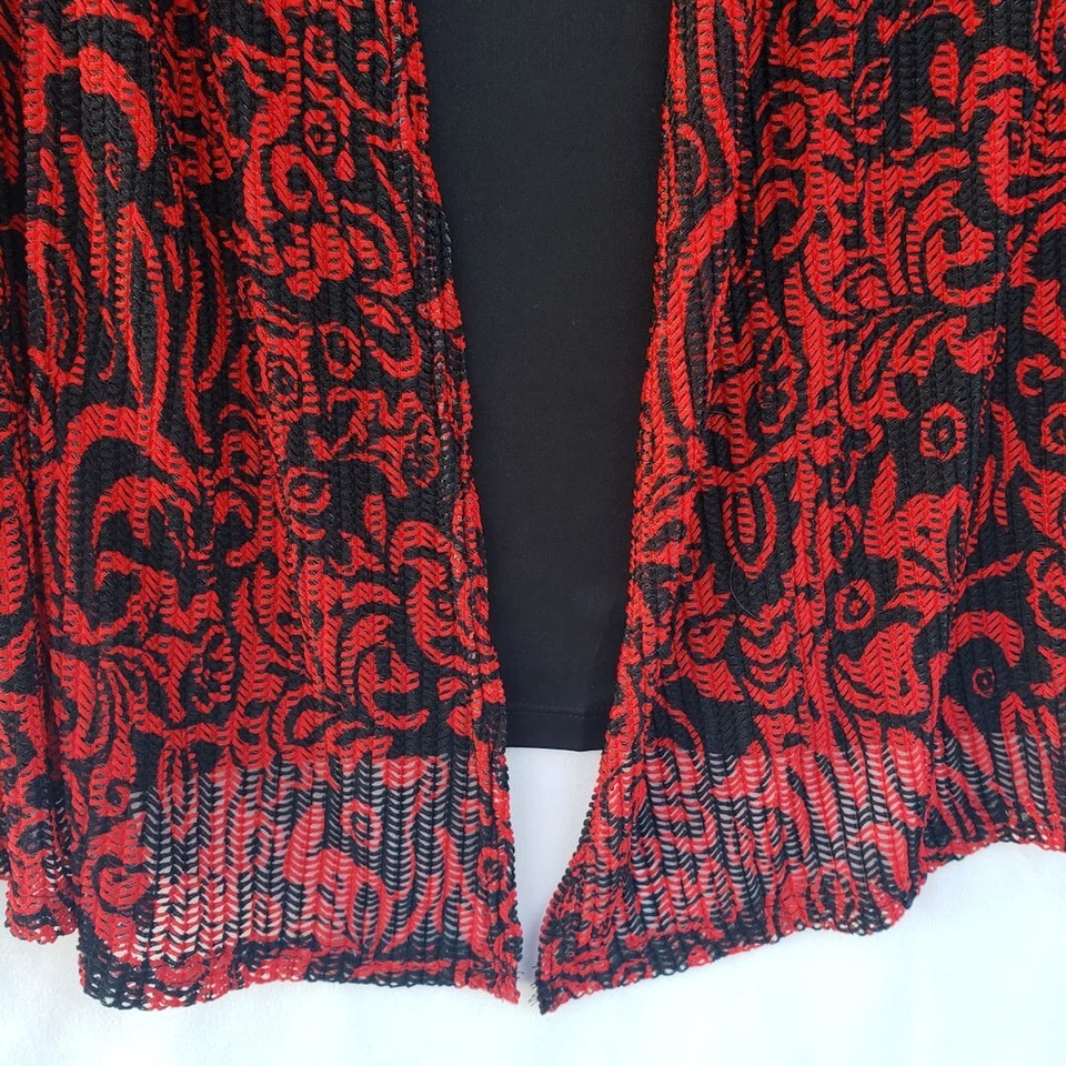 JMS Just My Size Top Womens 4X Knit Cardigan Overlay Black Red Blouse - Image 4 of 4
