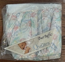 Vintage Quiltex Baby Nursery Crib Dust Ruffle Jungle Animals Line Pastel Colors