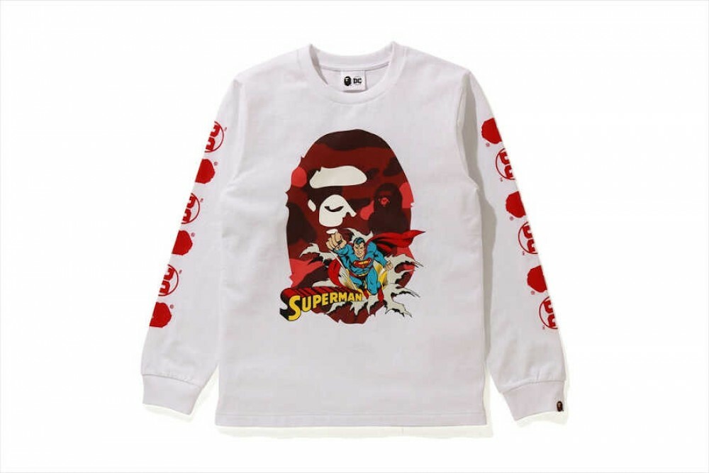 A 正規品　BATHING APE レディース　S スーパーマン A BATHING APE Women's Long Sleeve T-Shirt BAPE x DC Comics