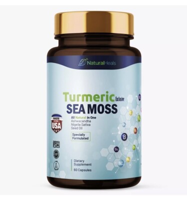Natural Heals TURMERIC Exclusive SEA MOSS+ BURDOCK Root BLACK Cumin SEED 60 Caps