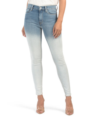 Hudson Women's 28 Barbara Jeans High Waisted Super Skinny Denim Dipped  White NWT