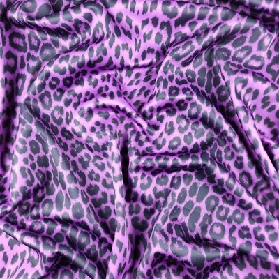 FS005_5 Purple Leopard Animal Print Dress Jersey Stretch Scuba Velvet Fabric
