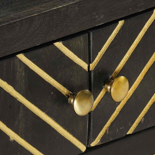 Tavolino da Salotto Nero collection e Oro 90x50x35 cm in Massello di Mango