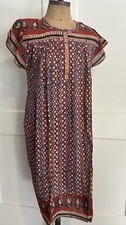 Indian Hand Block Print Dress Women Maroon  Summer Wear Organic Cotton Free Size