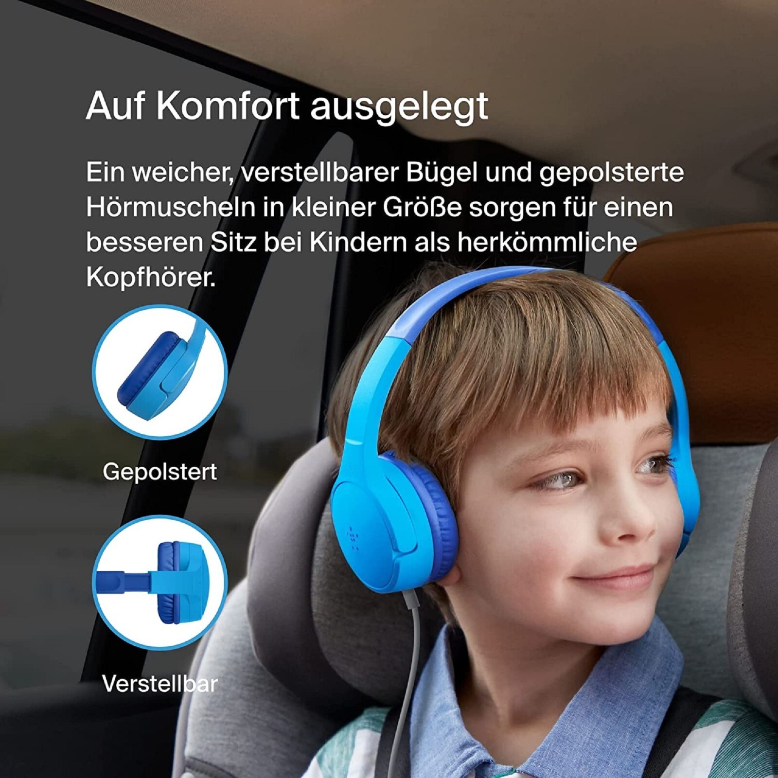 Thumbnail - Belkin Soundform Mini On-ear Bl. Kinder Kopfh. Kabel Aud004btbl
