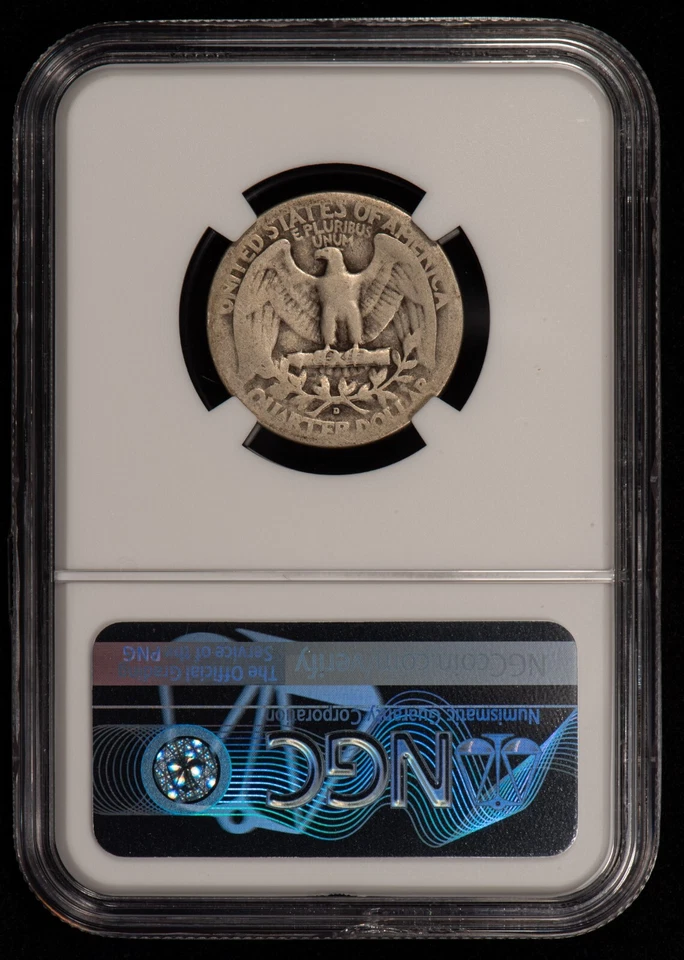 1942-D DDR 25c Washington Quarter - FS-801 Double Die Reverse - NGC AG 3 - B2748 - Image 3 of 4