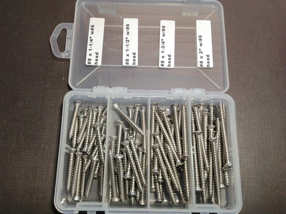250pcs #8 w/#6 phillips oval head stainless garnish trim screws assortment M - Image 3 of 4