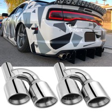 For Dodge Charger SXT SRT RT 2Pcs 2.5" In 4" Out Dual Wall Exhaust Tip Slant Cut