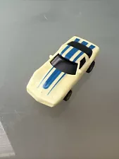 Tyco Nite Glow White w/Blue Stripe Chevy Corvette HO Slot Car