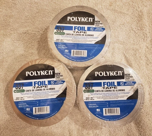 *NEW* lot of (3) POLYKEN 337 Foil Tape Aluminum 1.89" x 50 yd Rolls 48mm x 46m