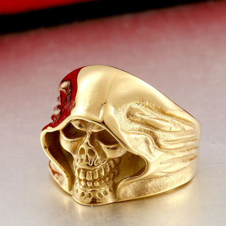 EYHIMD Gothic Herren Schwarz Schädel Ring 316L Ede... – Vicedeal