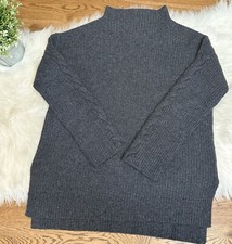 Magaschoni 100 Cashmere Turtleneck Cable Knit Dark Gray Cottagecore Sweater XS