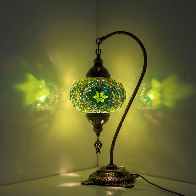 Türkisch Marokkanische Mosaiklampe Handarbeit Tiffany Bunt Glas Schreibtischleuchte & Glühbirne-L