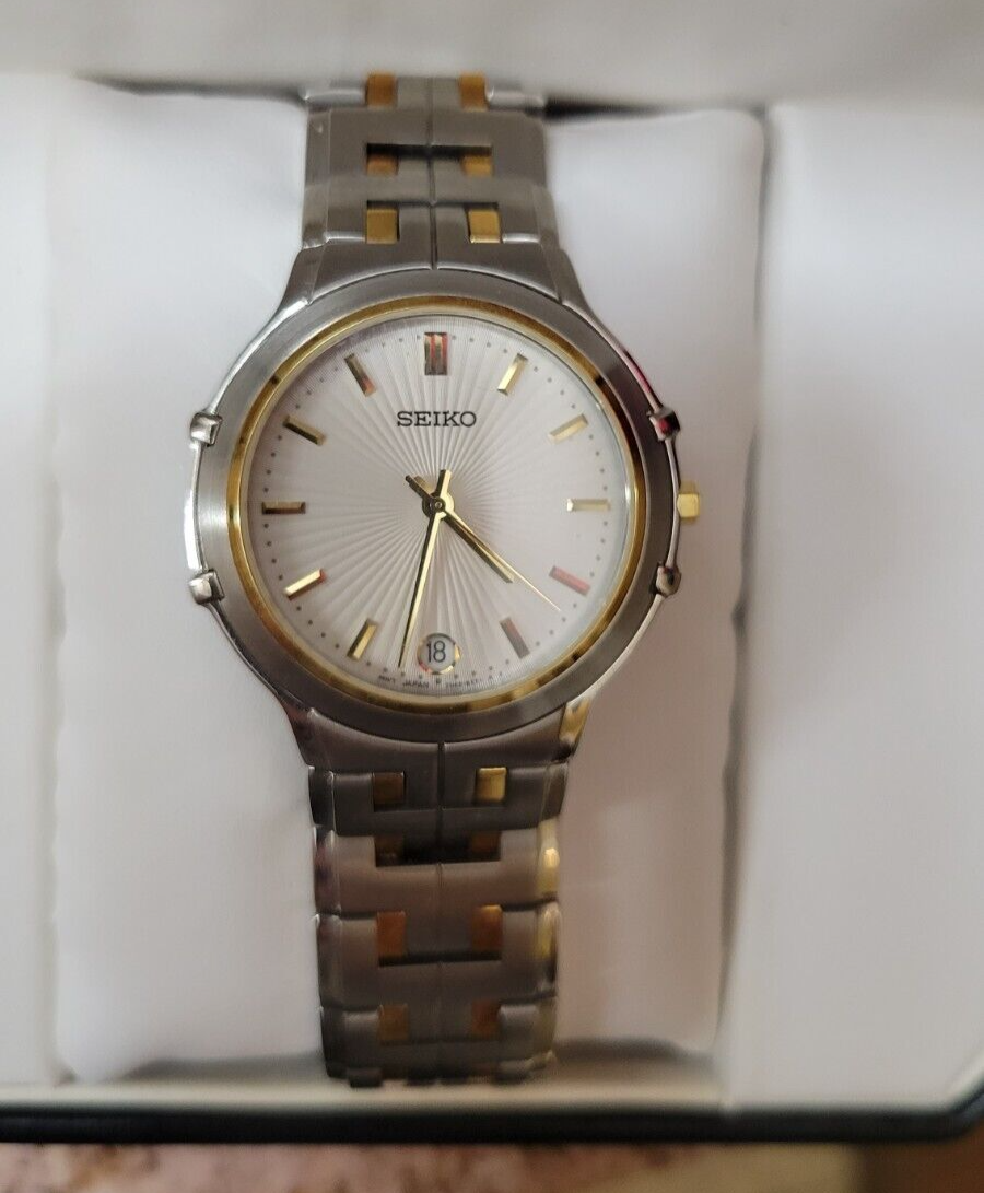 SEIKO 18KT BEZEL And Band Men's Quartz Watch from Japan SEIKO 18KT BEZEL And Band Men's Quartz Watch from Japan