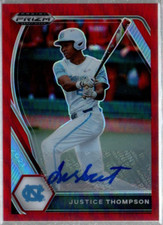 2021 Panini Prizm Draft Picks Base Prizms Red #180 Justice Thompson Auto /50